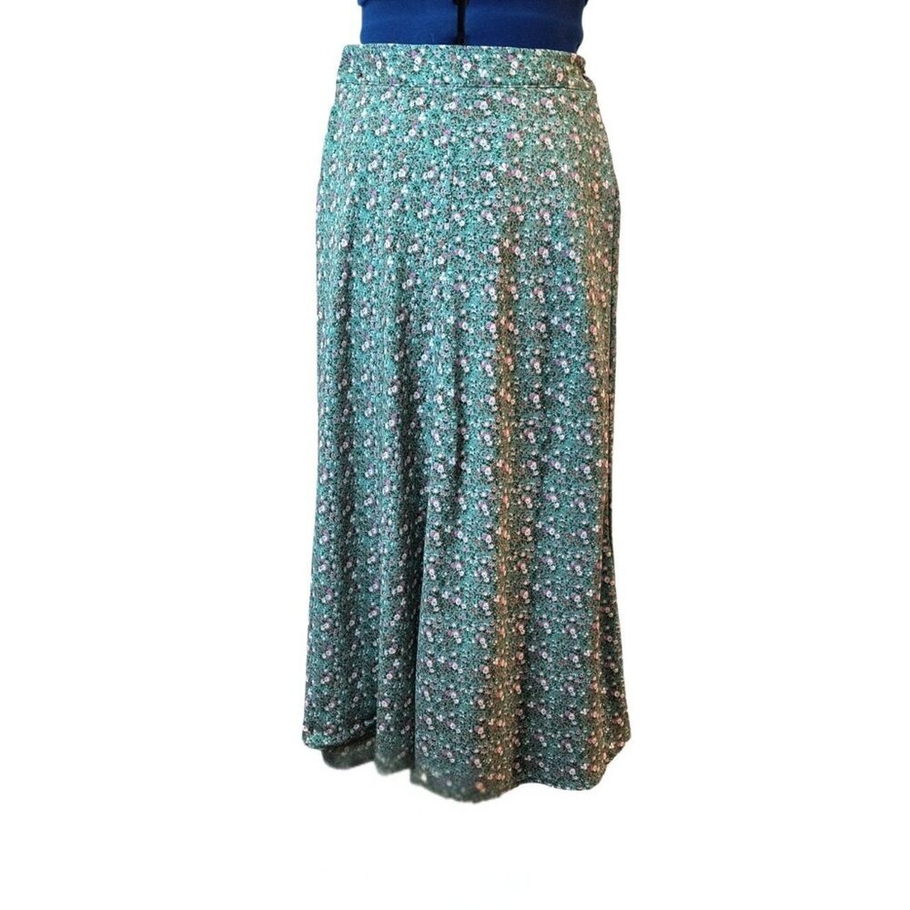 Altar'd State Green & Pink Floral Flowy Maxi Skirt Small